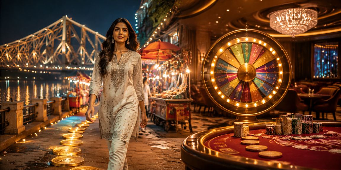 Roulette game with Kolkata's Howrah Bridge background