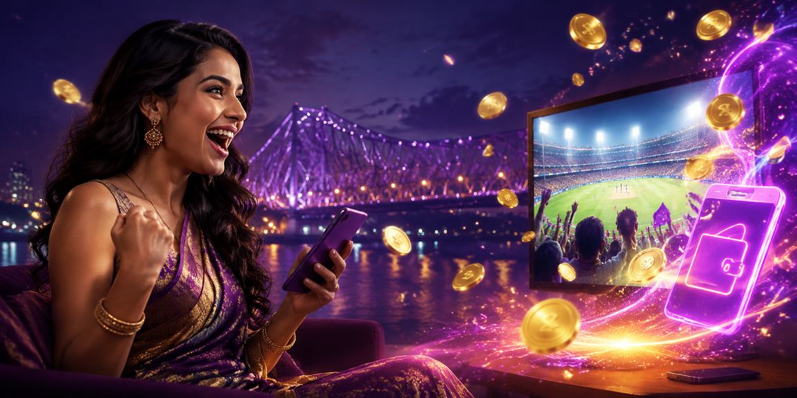 Woman enjoying slots game on her mobile device in Kolkata